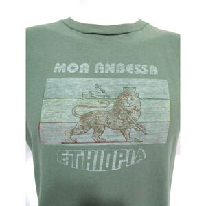 VTG 90s Moa Anbessa Ethiopia Flag of Emperors Lion Green T Shirt Men Sz M